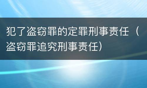 犯了盗窃罪的定罪刑事责任（盗窃罪追究刑事责任）