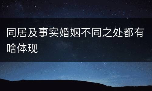 同居及事实婚姻不同之处都有啥体现