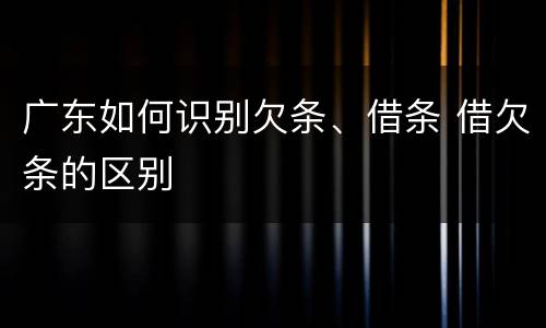 广东如何识别欠条、借条 借欠条的区别