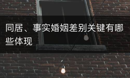 同居、事实婚姻差别关键有哪些体现