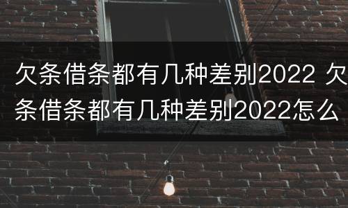 欠条借条都有几种差别2022 欠条借条都有几种差别2022怎么写