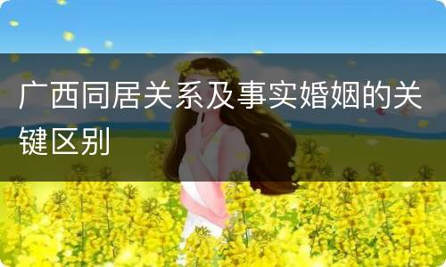 广西同居关系及事实婚姻的关键区别