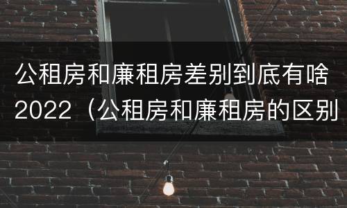 公租房和廉租房差别到底有啥2022（公租房和廉租房的区别）