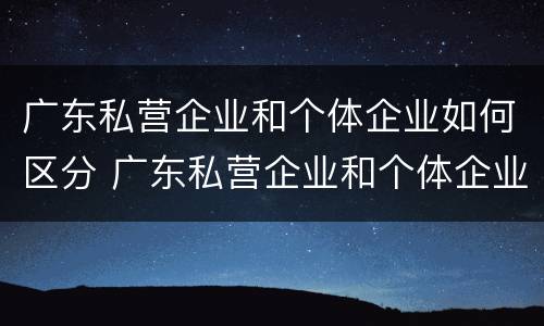 广东私营企业和个体企业如何区分 广东私营企业和个体企业如何区分出来