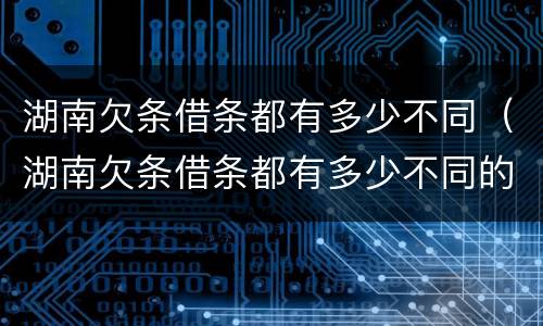 湖南欠条借条都有多少不同（湖南欠条借条都有多少不同的）