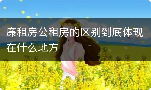 廉租房公租房的区别到底体现在什么地方