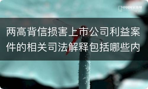 两高背信损害上市公司利益案件的相关司法解释包括哪些内容