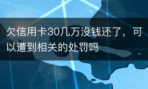 欠信用卡30几万没钱还了，可以遭到相关的处罚吗