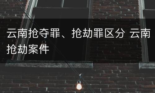 云南抢夺罪、抢劫罪区分 云南抢劫案件