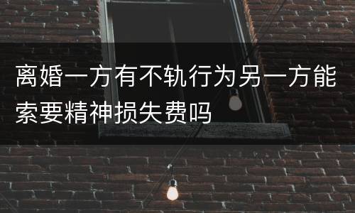 离婚一方有不轨行为另一方能索要精神损失费吗