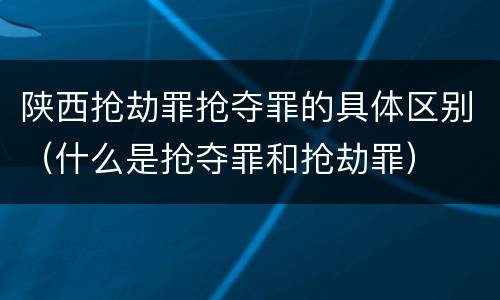 陕西抢劫罪抢夺罪的具体区别（什么是抢夺罪和抢劫罪）