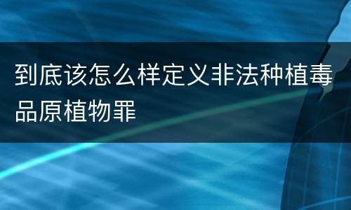 到底该怎么样定义非法种植毒品原植物罪