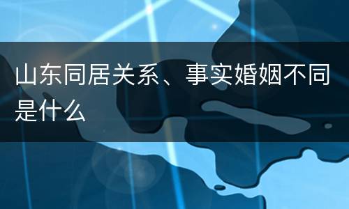 山东同居关系、事实婚姻不同是什么