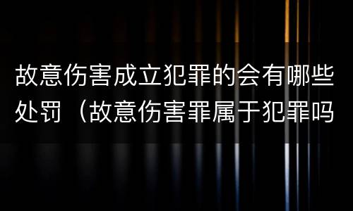 故意伤害成立犯罪的会有哪些处罚（故意伤害罪属于犯罪吗）