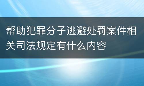 帮助犯罪分子逃避处罚案件相关司法规定有什么内容