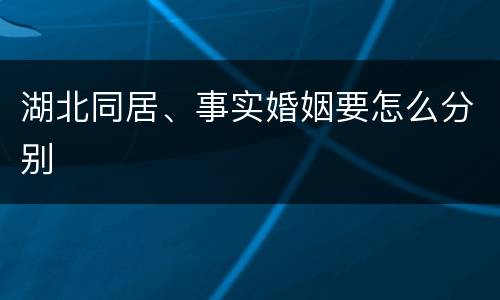 湖北同居、事实婚姻要怎么分别