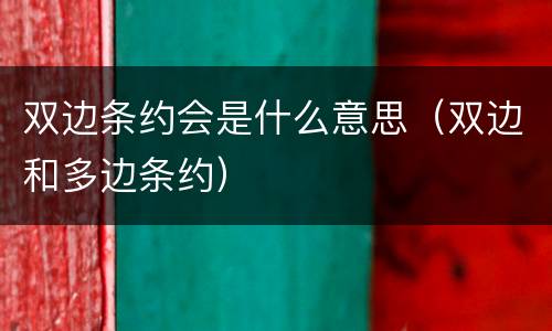 双边条约会是什么意思（双边和多边条约）