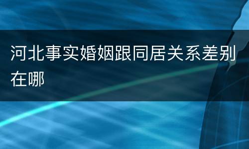 河北事实婚姻跟同居关系差别在哪