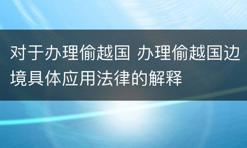 对于办理偷越国 办理偷越国边境具体应用法律的解释