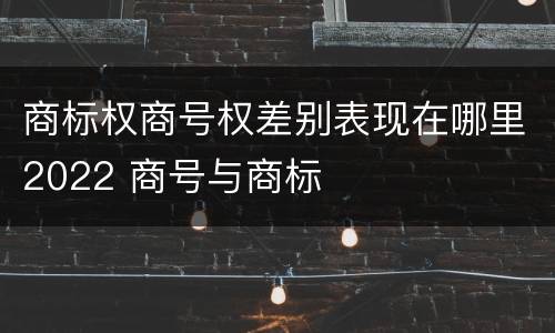 商标权商号权差别表现在哪里2022 商号与商标