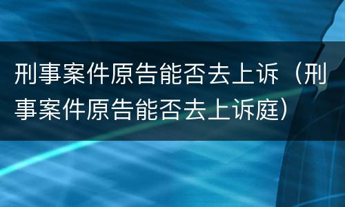 刑事案件原告能否去上诉（刑事案件原告能否去上诉庭）