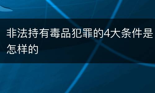 非法持有毒品犯罪的4大条件是怎样的