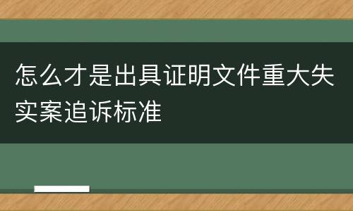 怎么才是出具证明文件重大失实案追诉标准