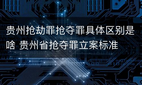 贵州抢劫罪抢夺罪具体区别是啥 贵州省抢夺罪立案标准