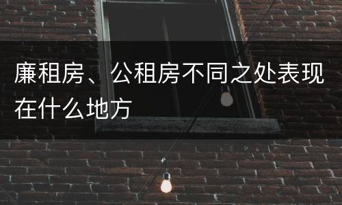 廉租房、公租房不同之处表现在什么地方