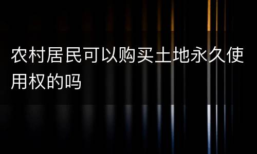 农村居民可以购买土地永久使用权的吗