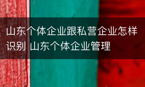 山东个体企业跟私营企业怎样识别 山东个体企业管理