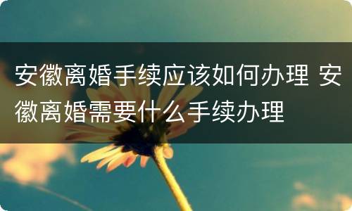 安徽离婚手续应该如何办理 安徽离婚需要什么手续办理