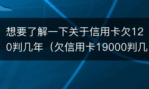 想要了解一下关于信用卡欠120判几年（欠信用卡19000判几年）