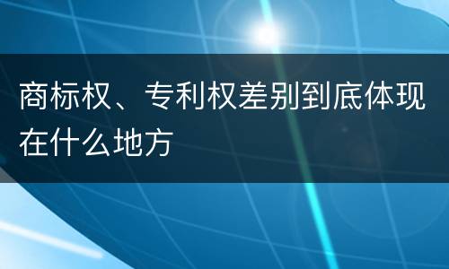 商标权、专利权差别到底体现在什么地方