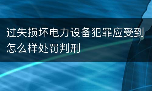 过失损坏电力设备犯罪应受到怎么样处罚判刑