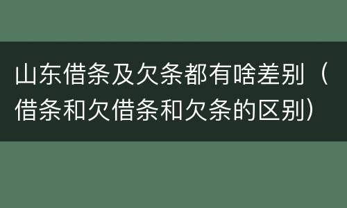 山东借条及欠条都有啥差别（借条和欠借条和欠条的区别）