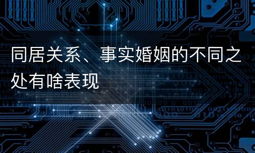 同居关系、事实婚姻的不同之处有啥表现