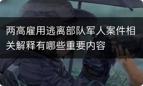 两高雇用逃离部队军人案件相关解释有哪些重要内容