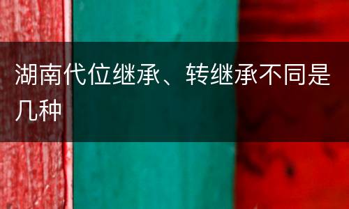 湖南代位继承、转继承不同是几种