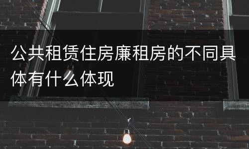 公共租赁住房廉租房的不同具体有什么体现