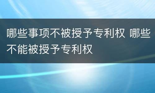 哪些事项不被授予专利权 哪些不能被授予专利权