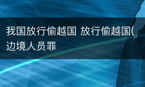 我国放行偷越国 放行偷越国(边境人员罪