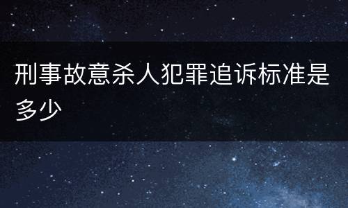 刑事故意杀人犯罪追诉标准是多少