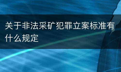 关于非法采矿犯罪立案标准有什么规定