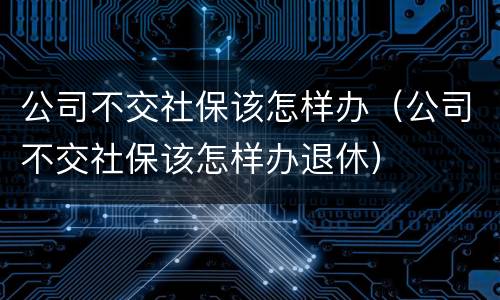 公司不交社保该怎样办（公司不交社保该怎样办退休）