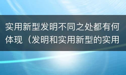 实用新型发明不同之处都有何体现（发明和实用新型的实用性）