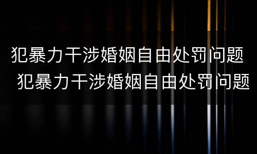 犯暴力干涉婚姻自由处罚问题 犯暴力干涉婚姻自由处罚问题有哪些