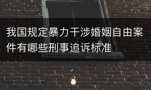 我国规定暴力干涉婚姻自由案件有哪些刑事追诉标准