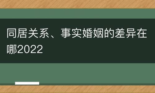 同居关系、事实婚姻的差异在哪2022