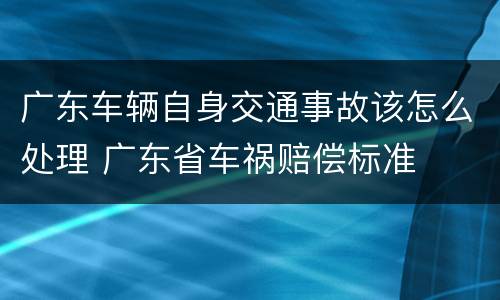 广东车辆自身交通事故该怎么处理 广东省车祸赔偿标准